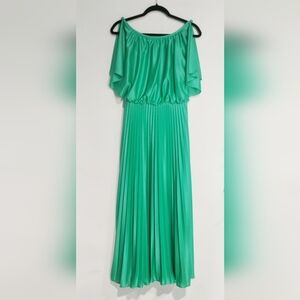 VINTAGE Made in USA pleated lime green dress